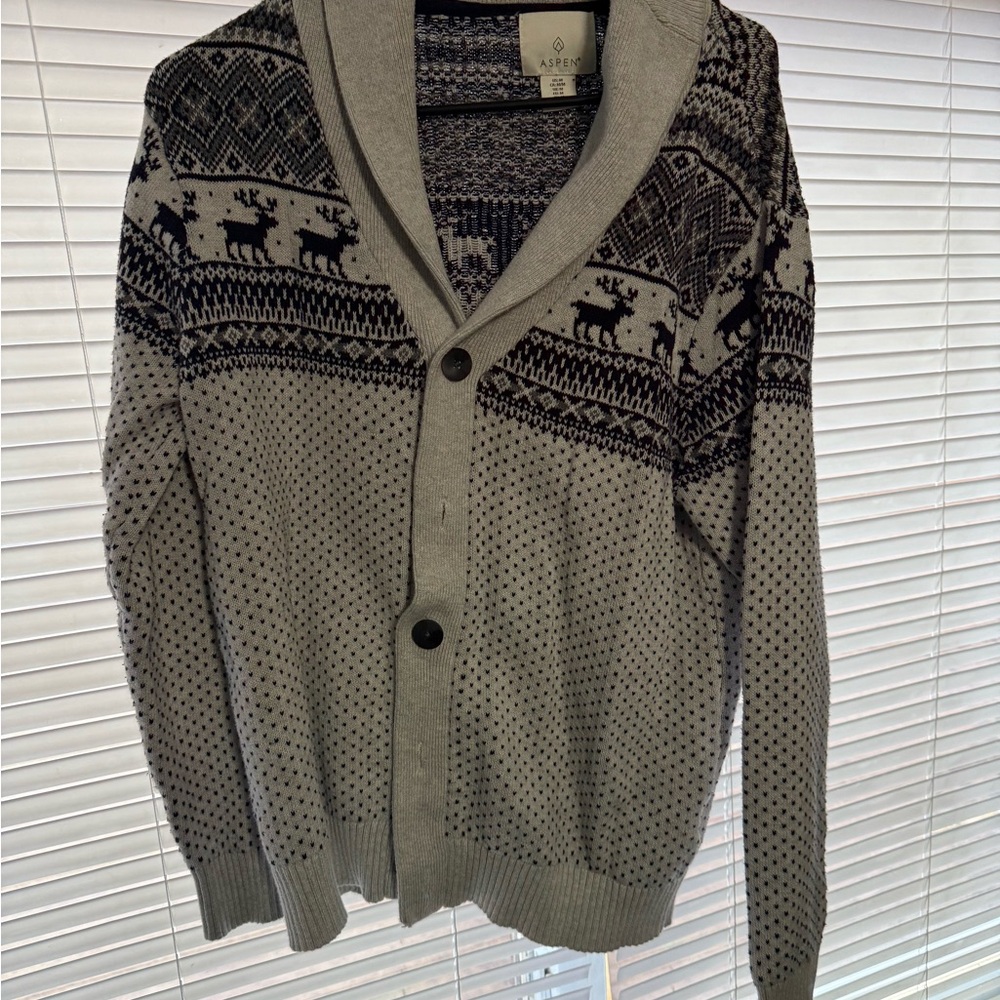 Gray Patterned Men's Sweater